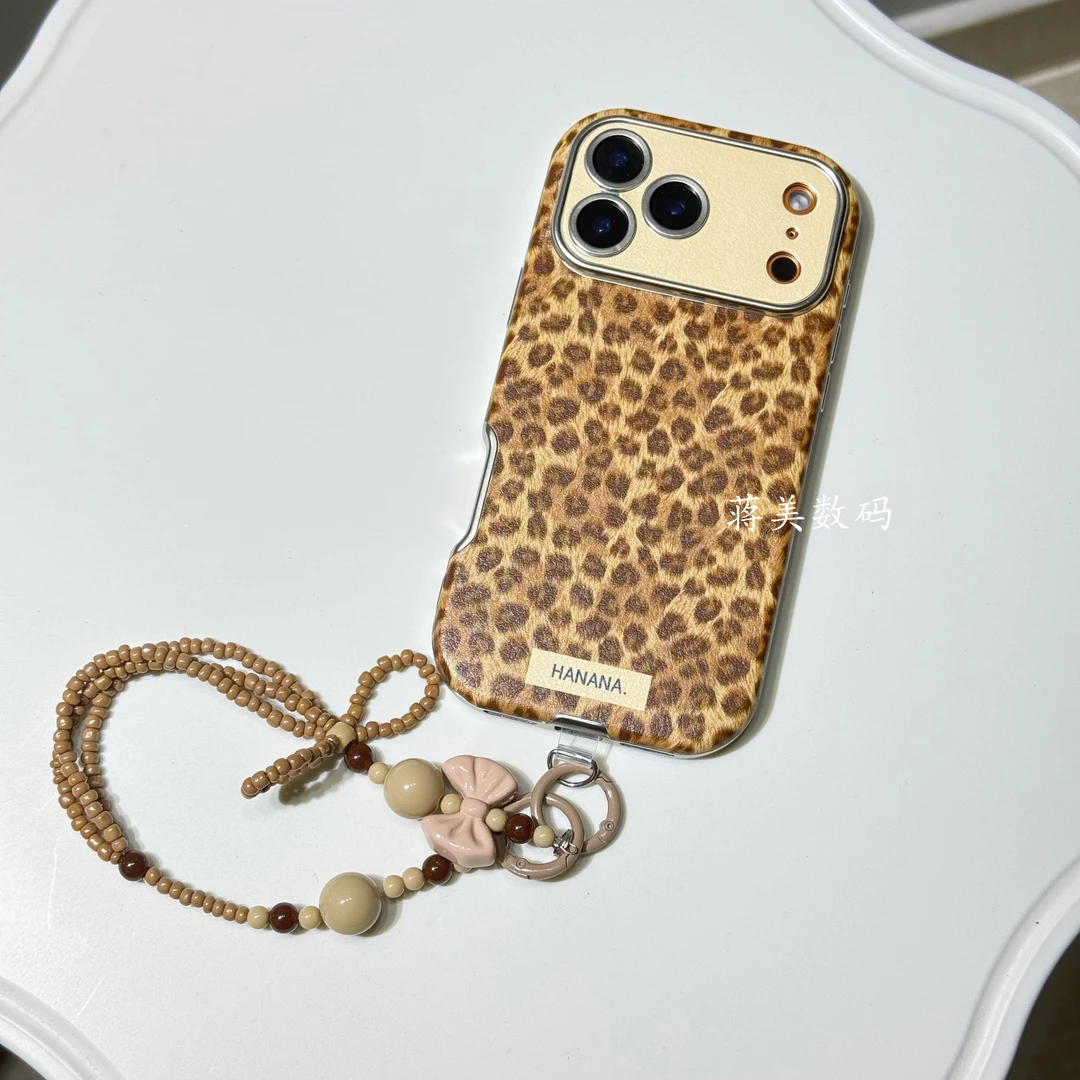 全包大视窗软皮质豹纹手提适用苹果16手机壳iphone17创意防摔15