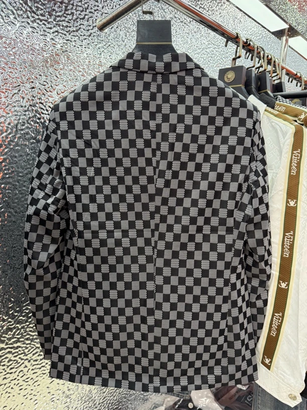 格子不褪色免烫平驳领西服上装秋冬宽松潮流帅气春秋