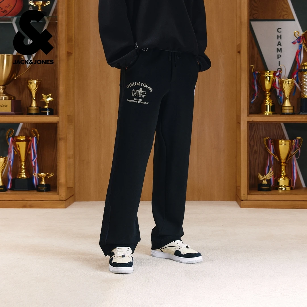 杰克琼斯NBA联名骑士队男装休闲裤刺绣贴布宽松休闲裤子长裤