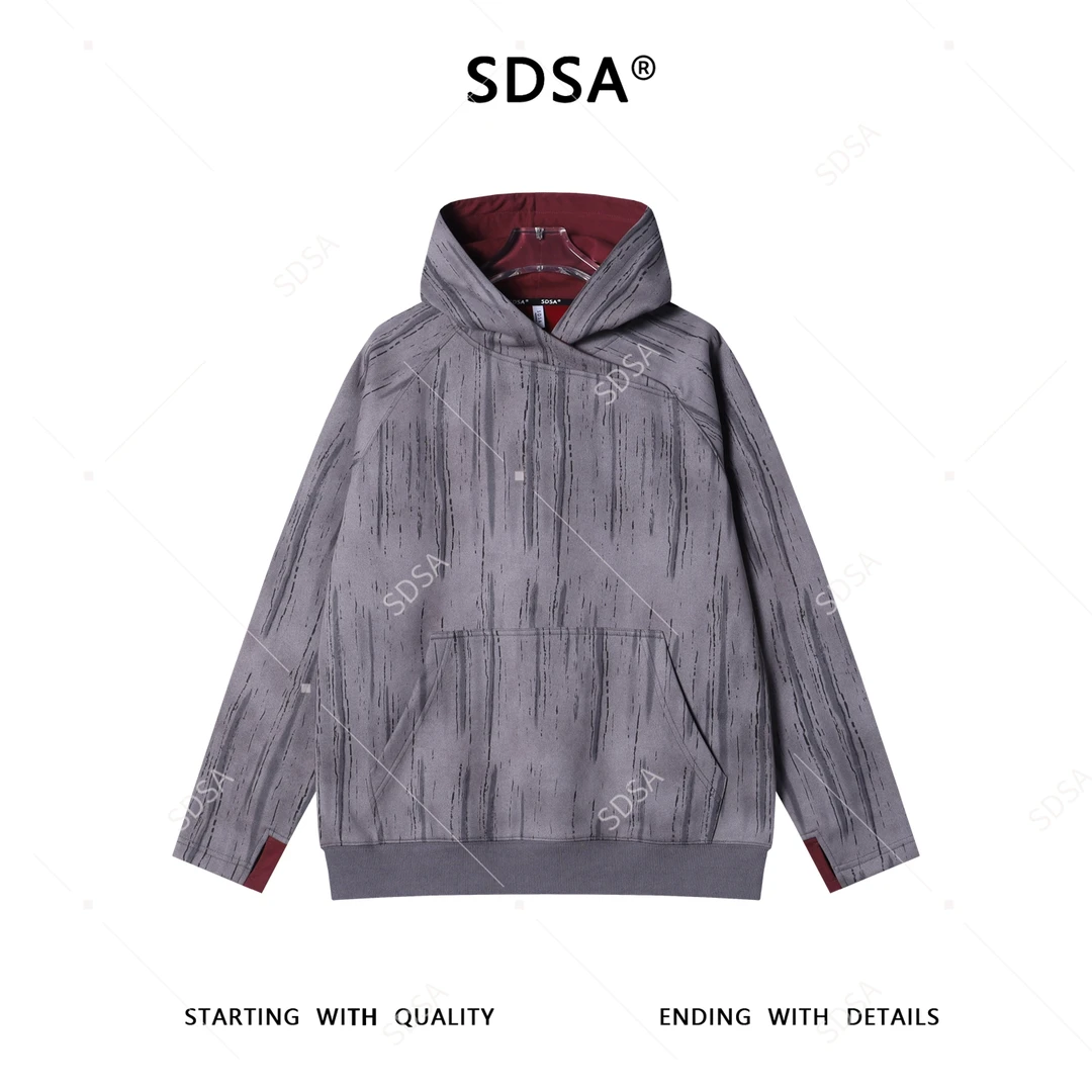 SDSA男士秋冬新款痞帅男装潮牌时尚扎染连帽卫衣百搭时尚宽松上衣