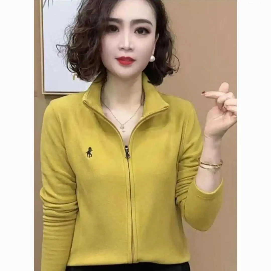 2025新洋气百搭气质长袖纯色拉链卫衣绒衫显瘦洋气开衫女士上衣潮