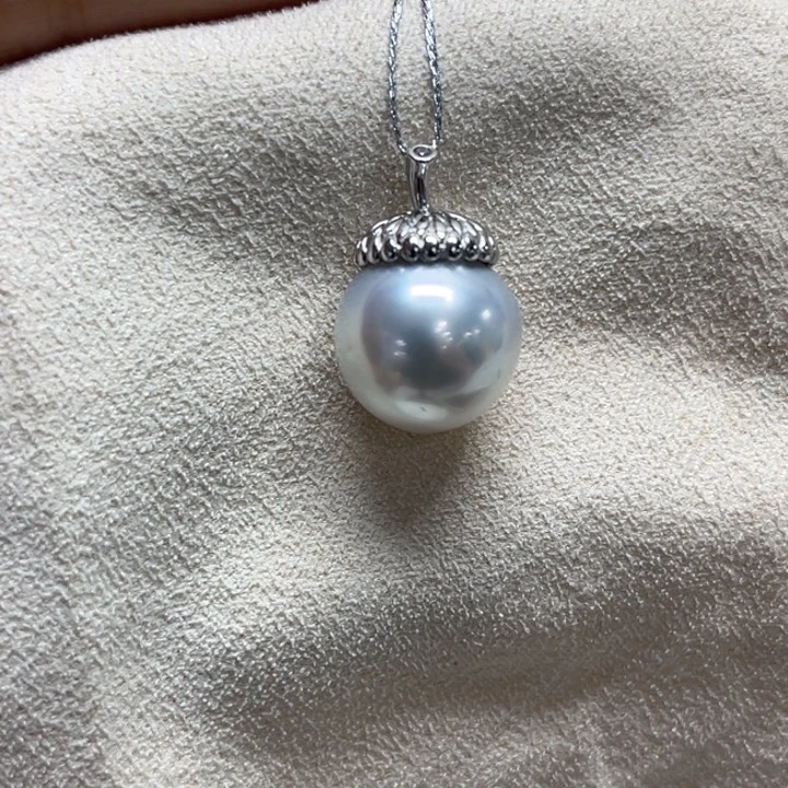 吊坠(不含链)银S925镶嵌海水珍珠13.1mm52号