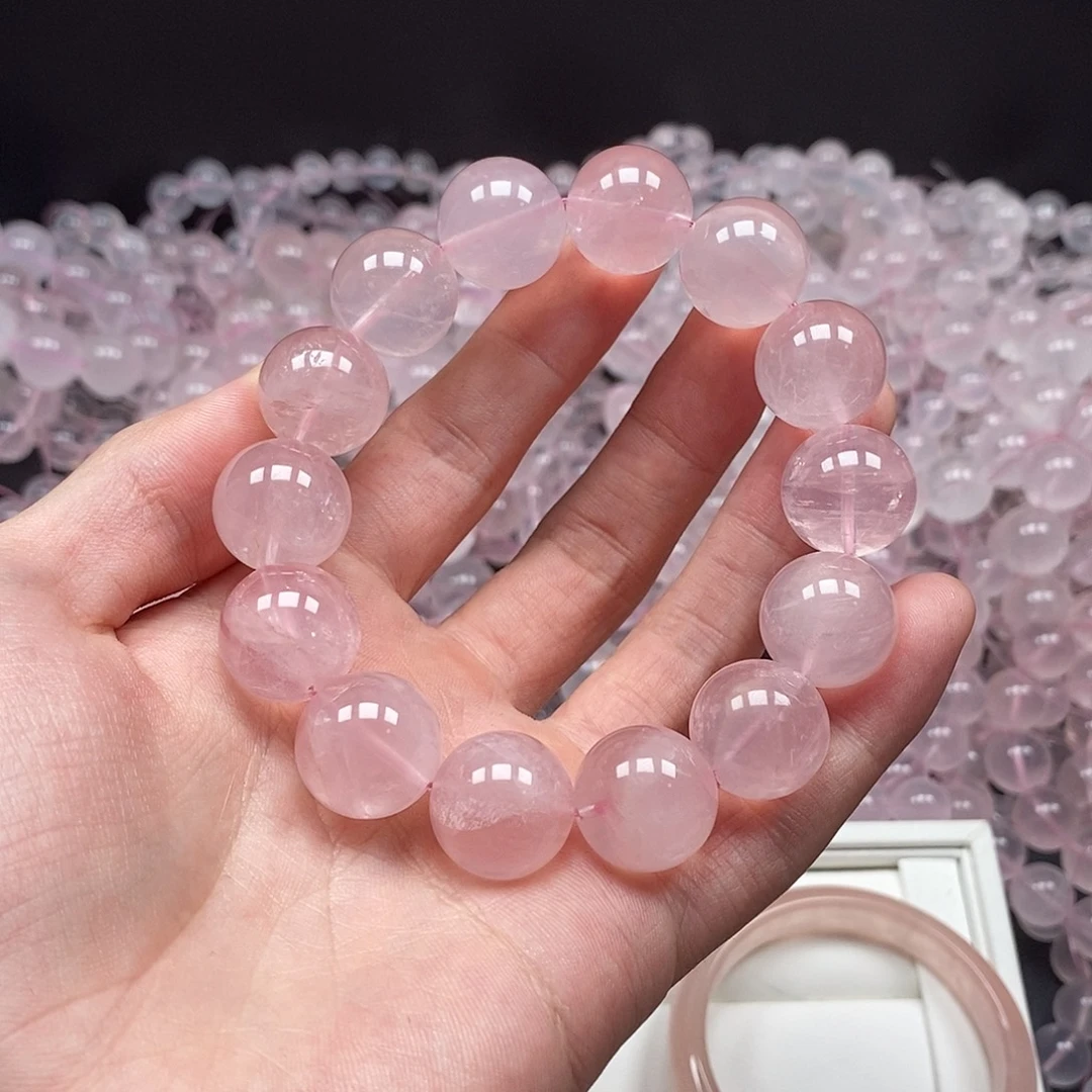 水晶未镶嵌手串16.5mm星光莫粉