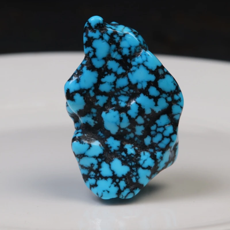 天然原矿高瓷蓝绿松石乌兰花随形吊坠挂件手把件云盖寺吊坠