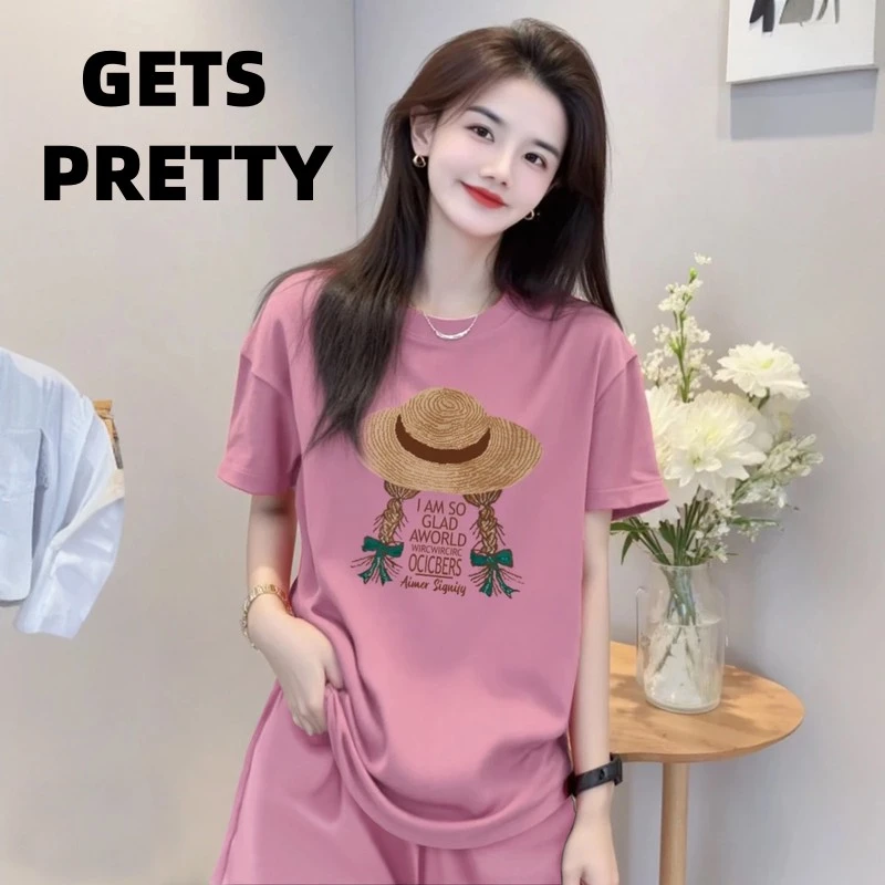 GETS PRETTY睡衣女夏款纯短袖短裤休闲韩版可外穿家居服套装（草