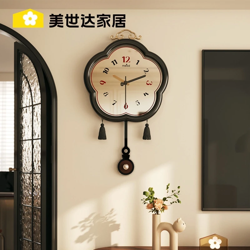 美世达中古风钟表客厅挂钟2025新款复古创意家用简约现代挂墙时钟