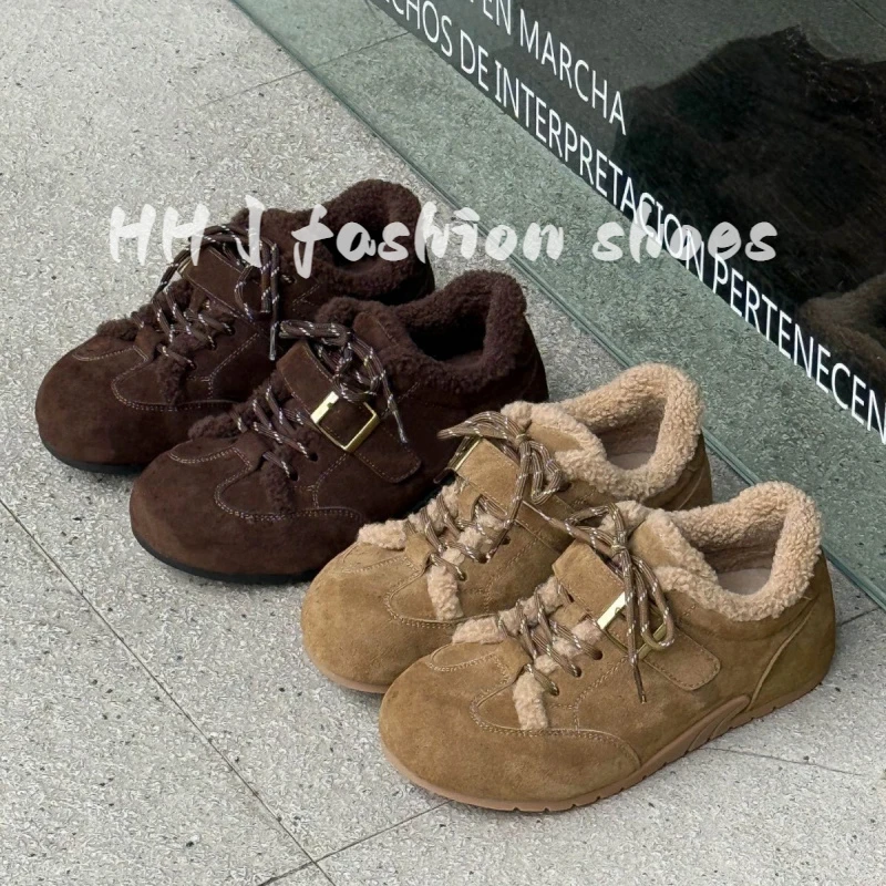 韩版内增高时尚毛毛鞋女2025冬款舒适轻便百搭加绒保暖休闲勃肯鞋