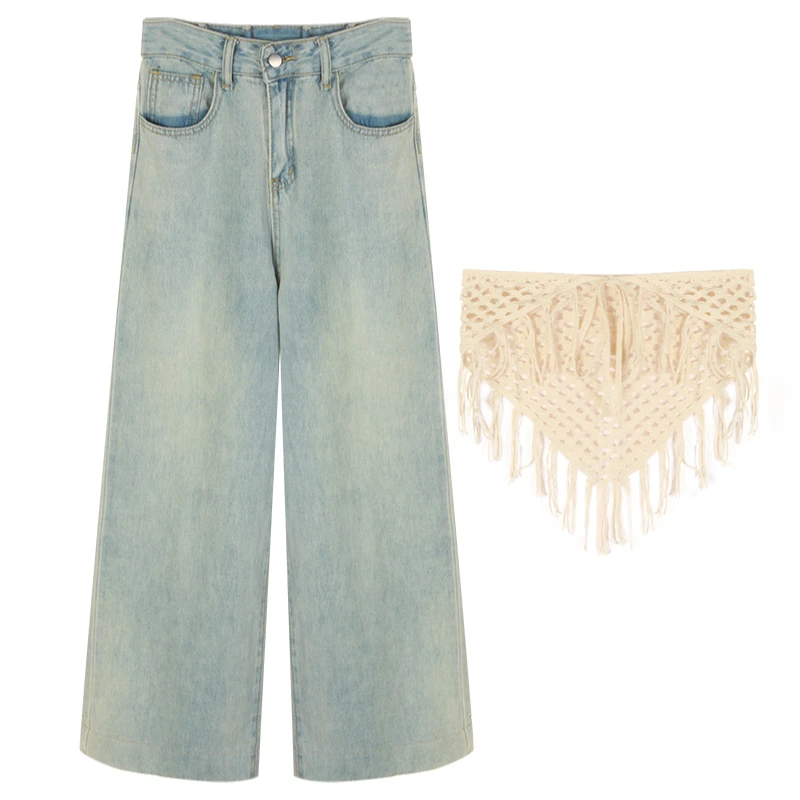 「丹尼艺术」夏季时尚百搭洋气辣妹显瘦小众设计感牛仔裤C5NZK8077A