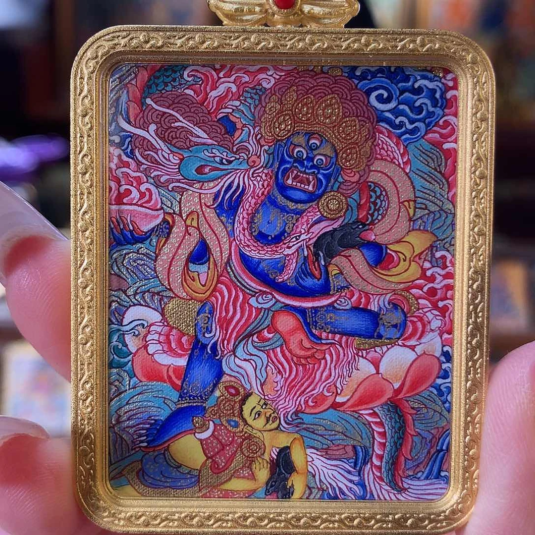 坏***熊吊坠热贡纯手绘唐卡黑财