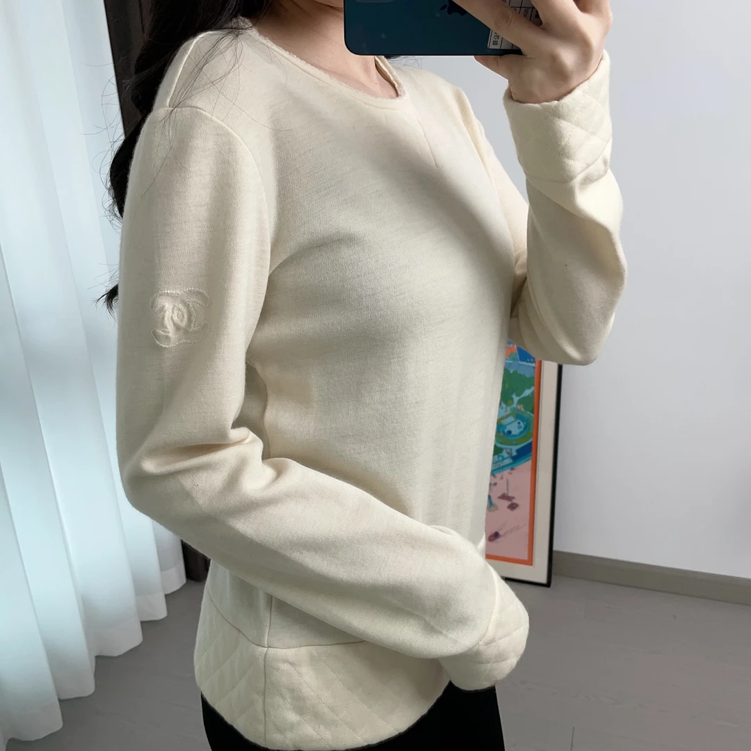 95新 Chanel/香奈儿 毛衣38码乳白色/251012JCL8M13