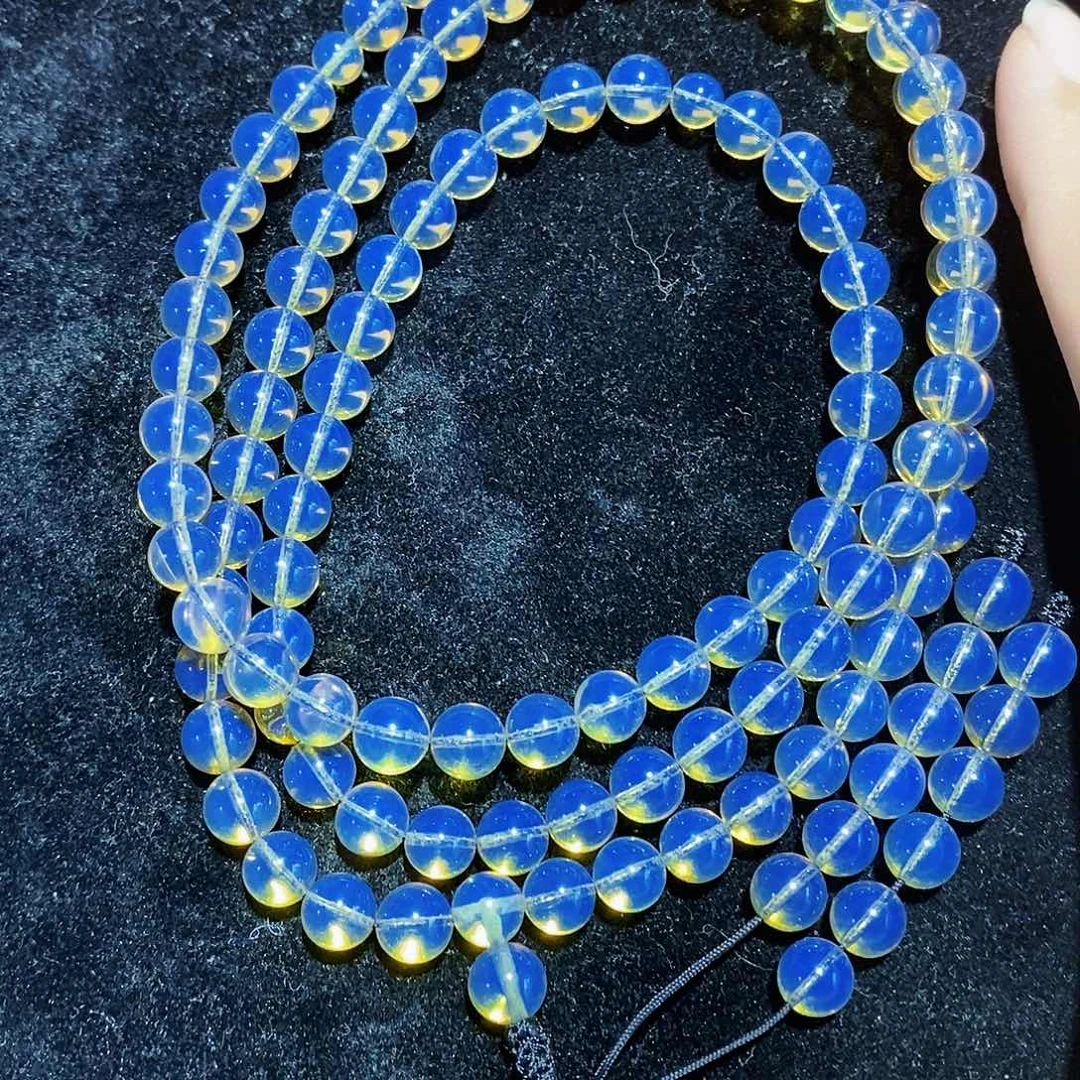 蓝珀未镶嵌珠宝奇石7MM佛珠S级