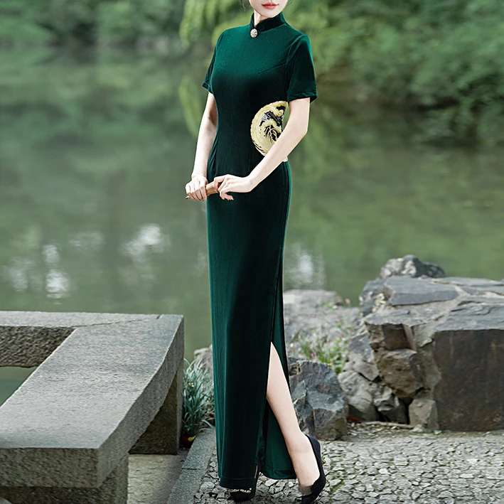 走秀旗袍长款2025款演出服气质优雅中国风礼仪旗袍舞台服凤凰于飞