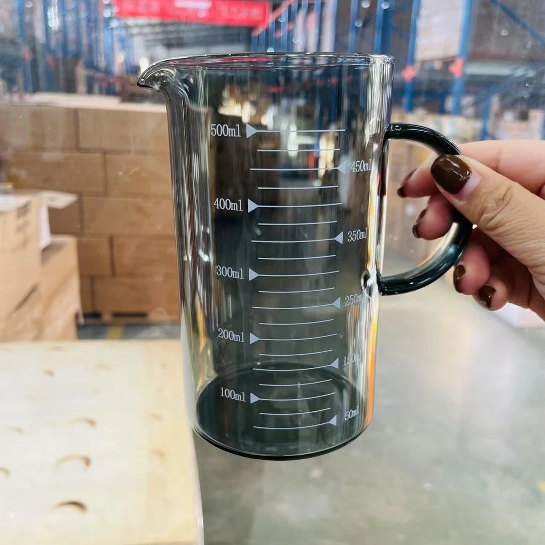 烟灰色刻度量杯分奶杯500ml