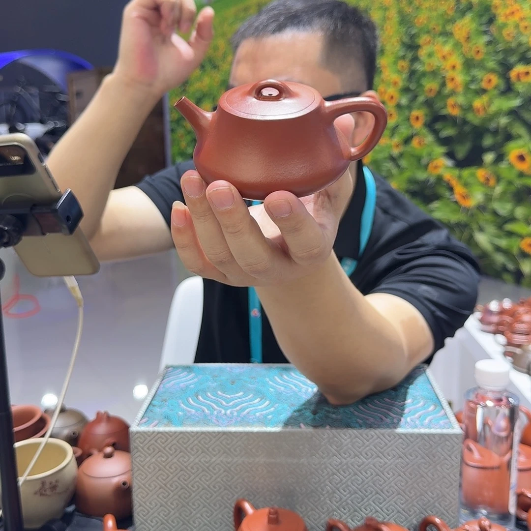 爱***卡茶杯紫砂朱泥 全手 柱瓢