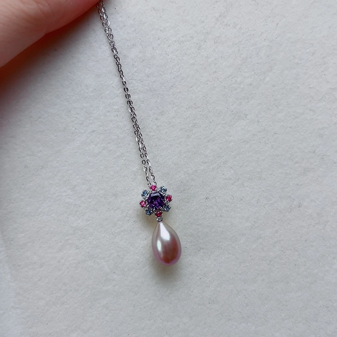 L***e淡水珍珠银S925镶嵌项链