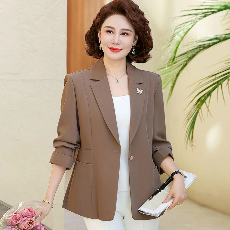 洋气妈妈春装西服外套2025新款时尚50岁中老年女士春秋气质小西装