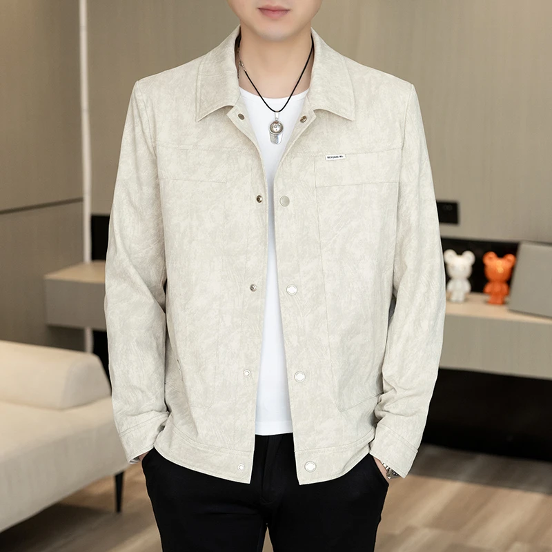 韩版百搭男士短款修身帅气长袖时尚休闲薄款夹克春秋季翻领潮流