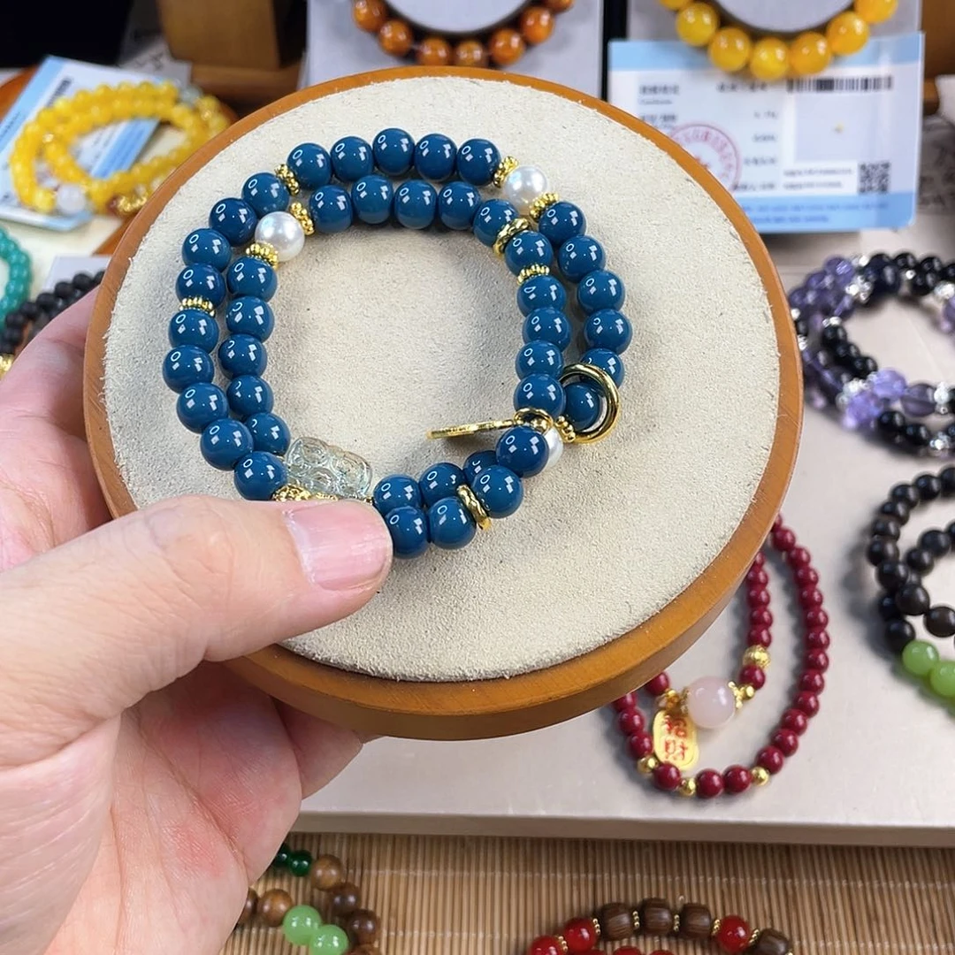 菱锰矿手饰银S925镀金镶嵌