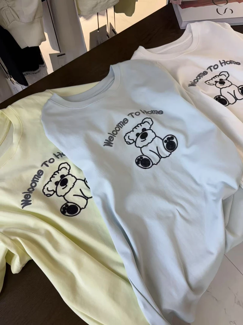 韩版百搭小狗刺绣T恤【喜田】#2518