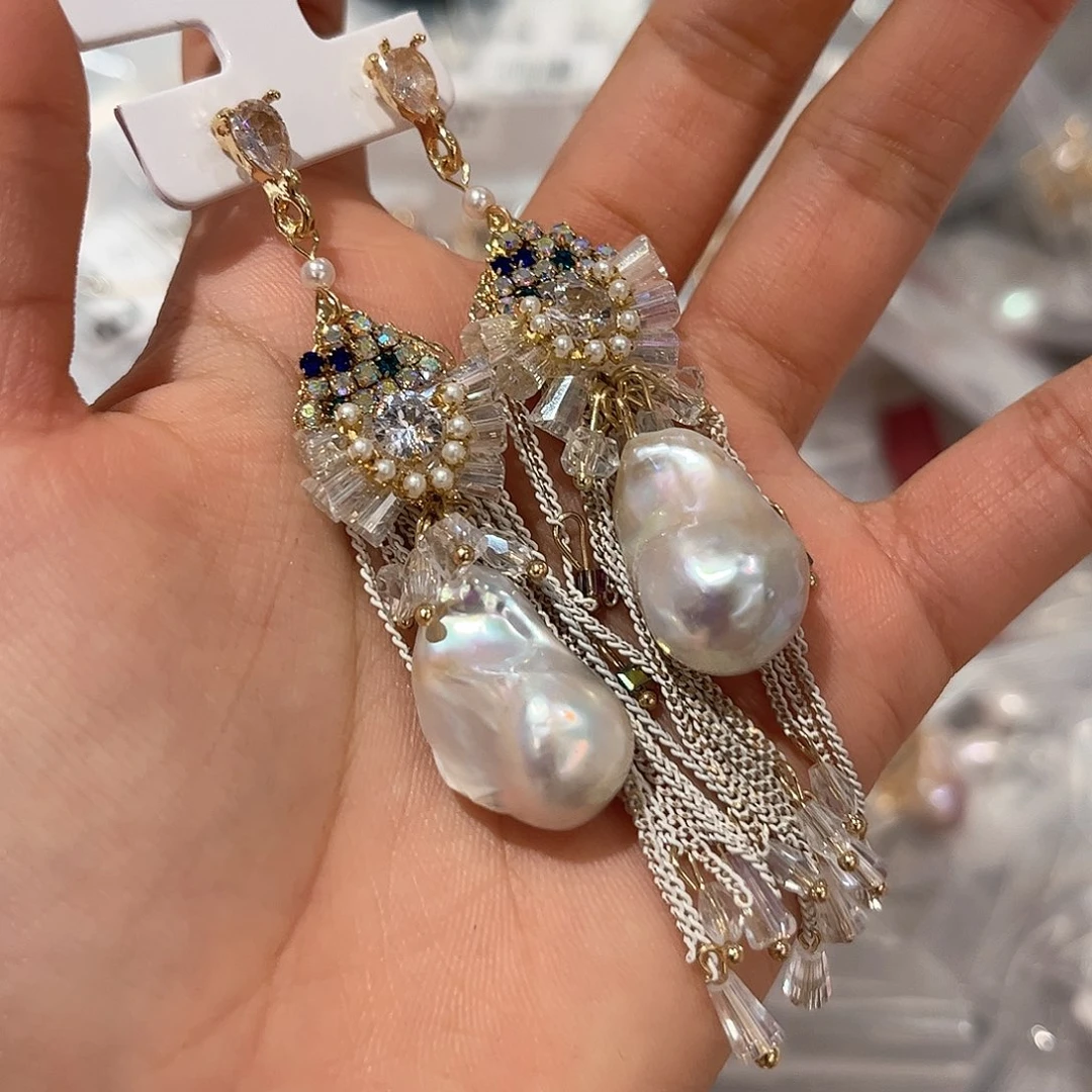 合金淡水珍珠耳饰