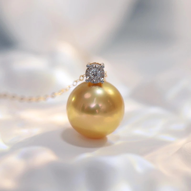 海水南洋金珠吊坠王妃款戴妃款10-14mm18K金大点位百搭气质简约
