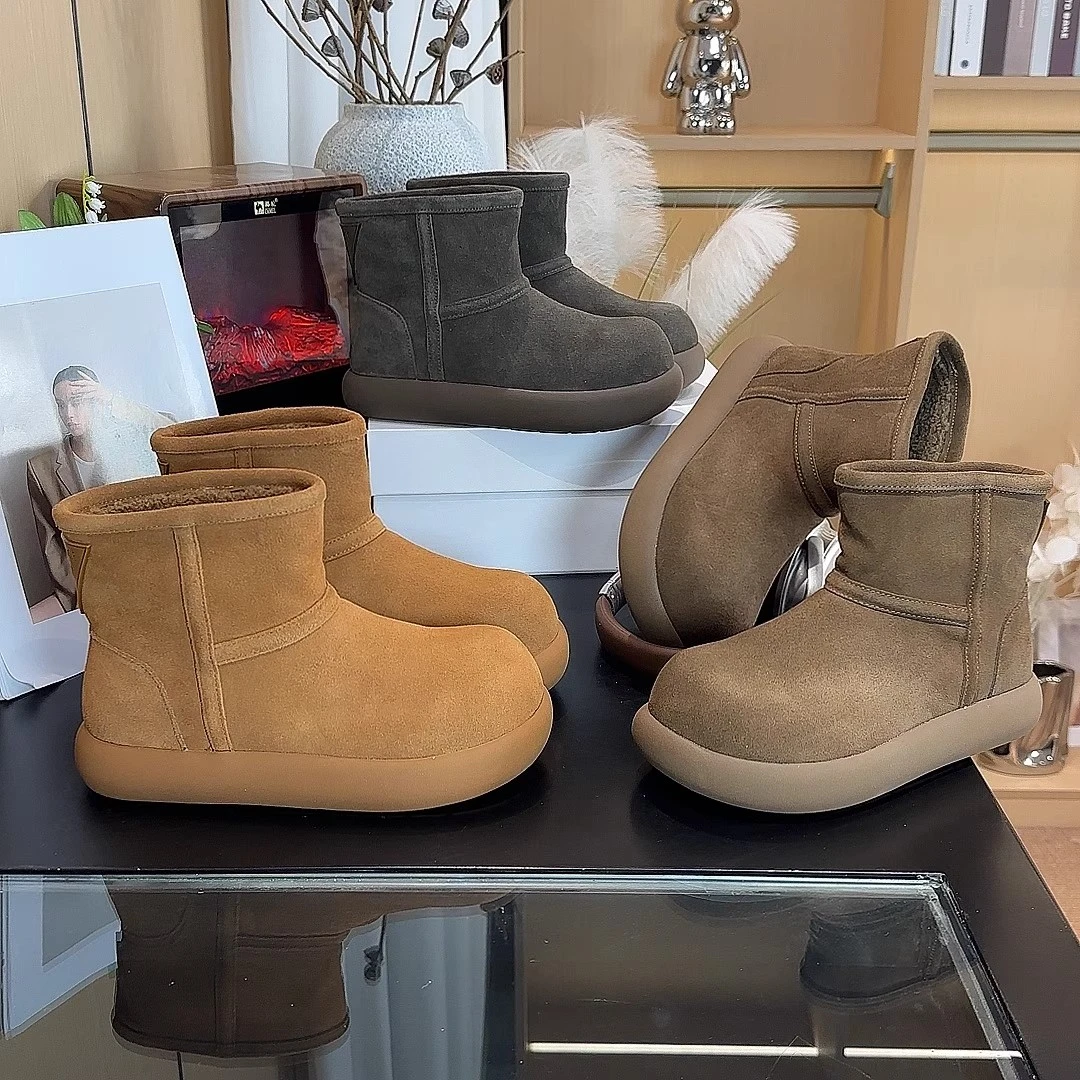 加绒加厚保暖厚底雪地靴大头卡皮巴拉棉鞋2025新款冬季雪地棉鞋女