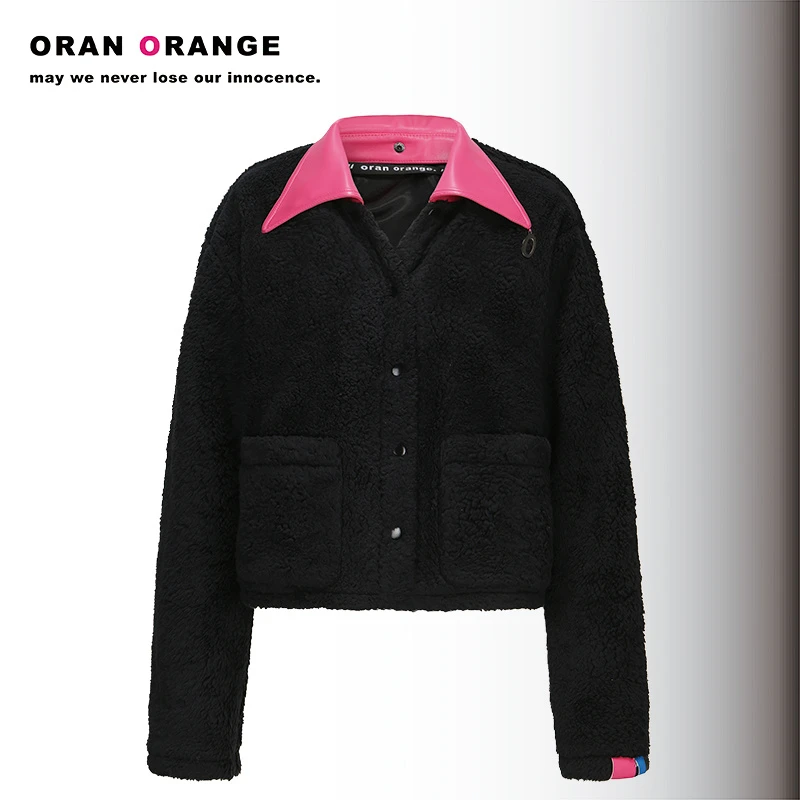Oran Orange-"早中晚"三色可拆卸pu皮领短款外套