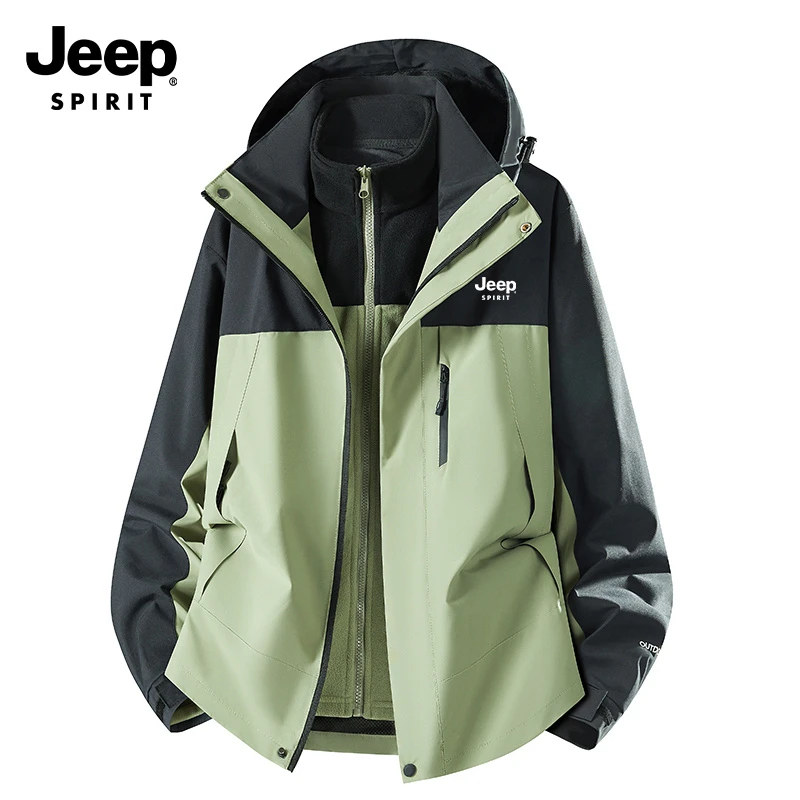 JEEP SPIRIT吉普冲锋衣男女款户外加绒冲锋衣三合一登山服