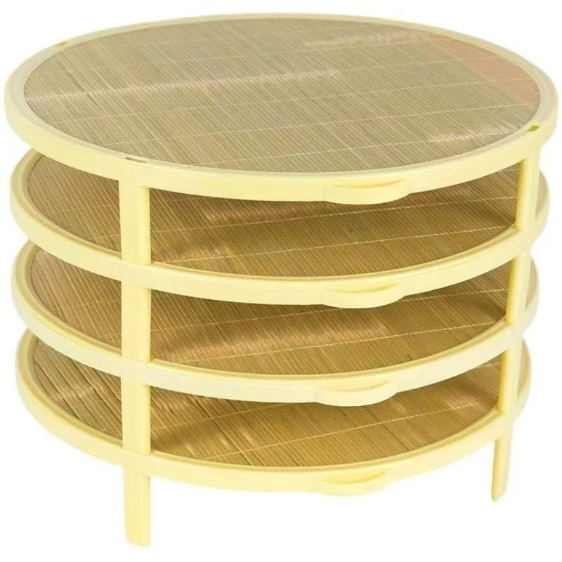4层饺子托盘包子面食竹制盖垫可摞放可折叠圆形家用