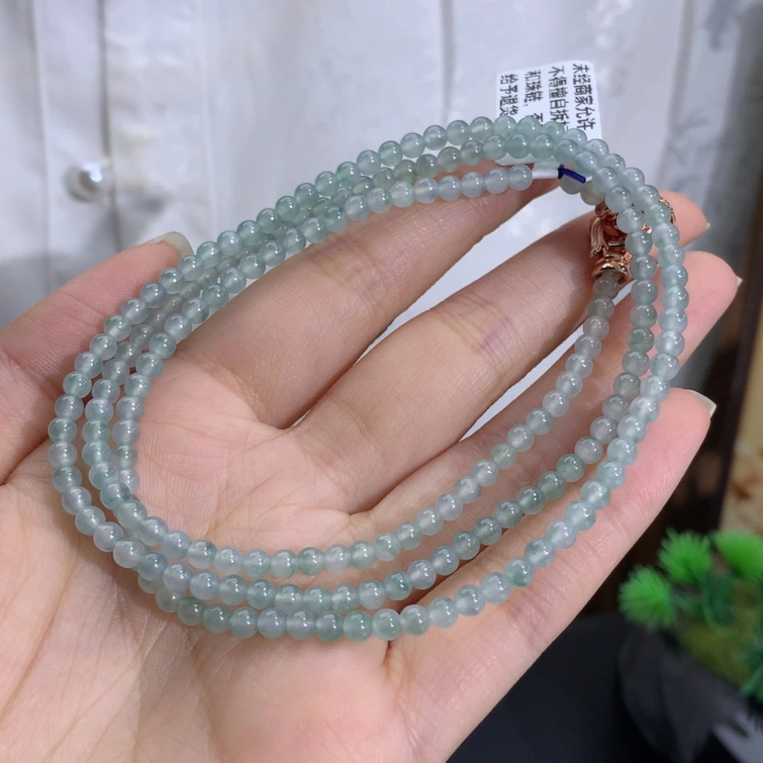 未镶嵌手串翡翠卡3.4冰胶蓝飘花