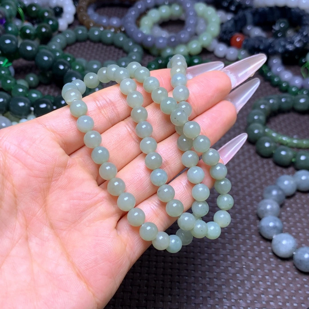 和田玉未镶嵌手串卡7