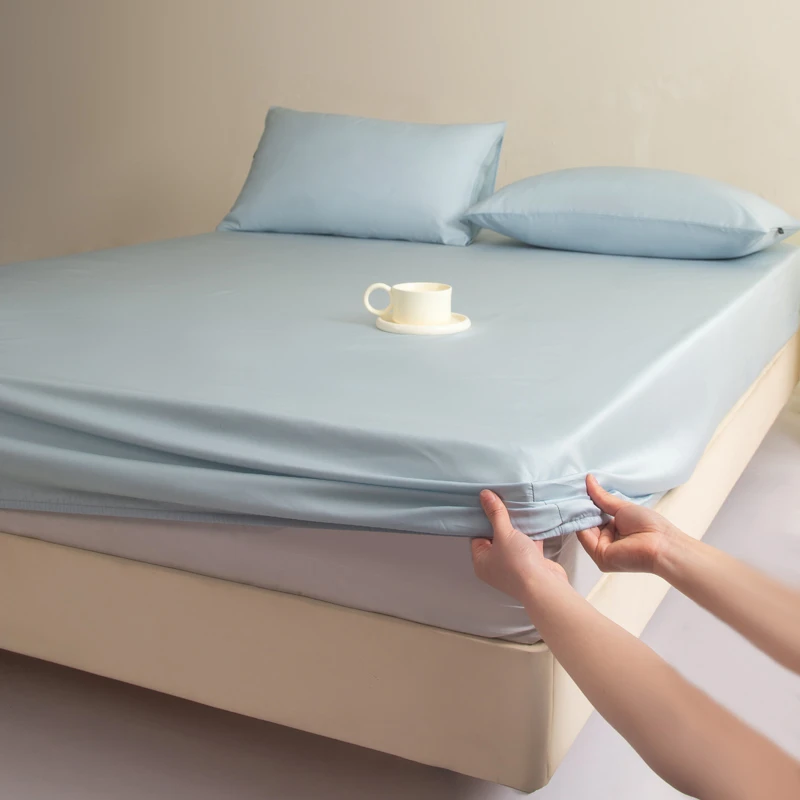 床笠宜家风纯色丝光床套罩床笠保护罩防尘罩席梦思