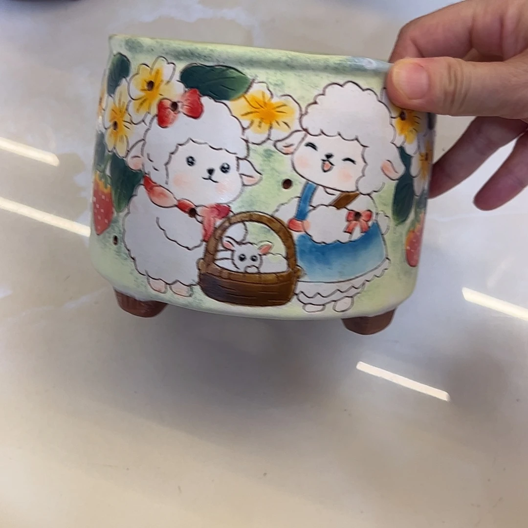 摆件景德镇陶瓷花盆