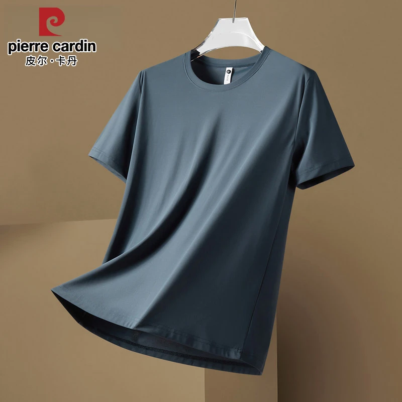 皮尔卡丹男士短袖t恤夏季潮牌薄款运动宽松透气纯色圆领半袖上衣
