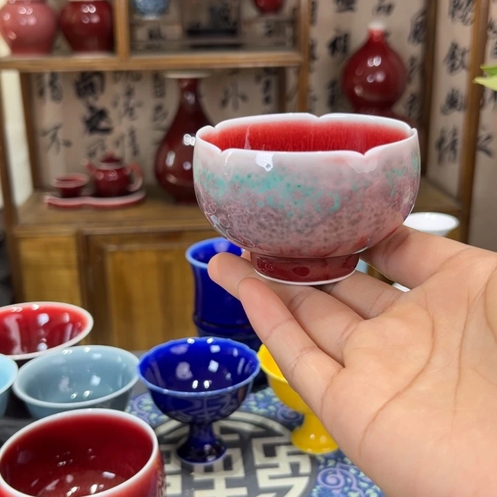 景德镇陶瓷美人醉花口禅定杯