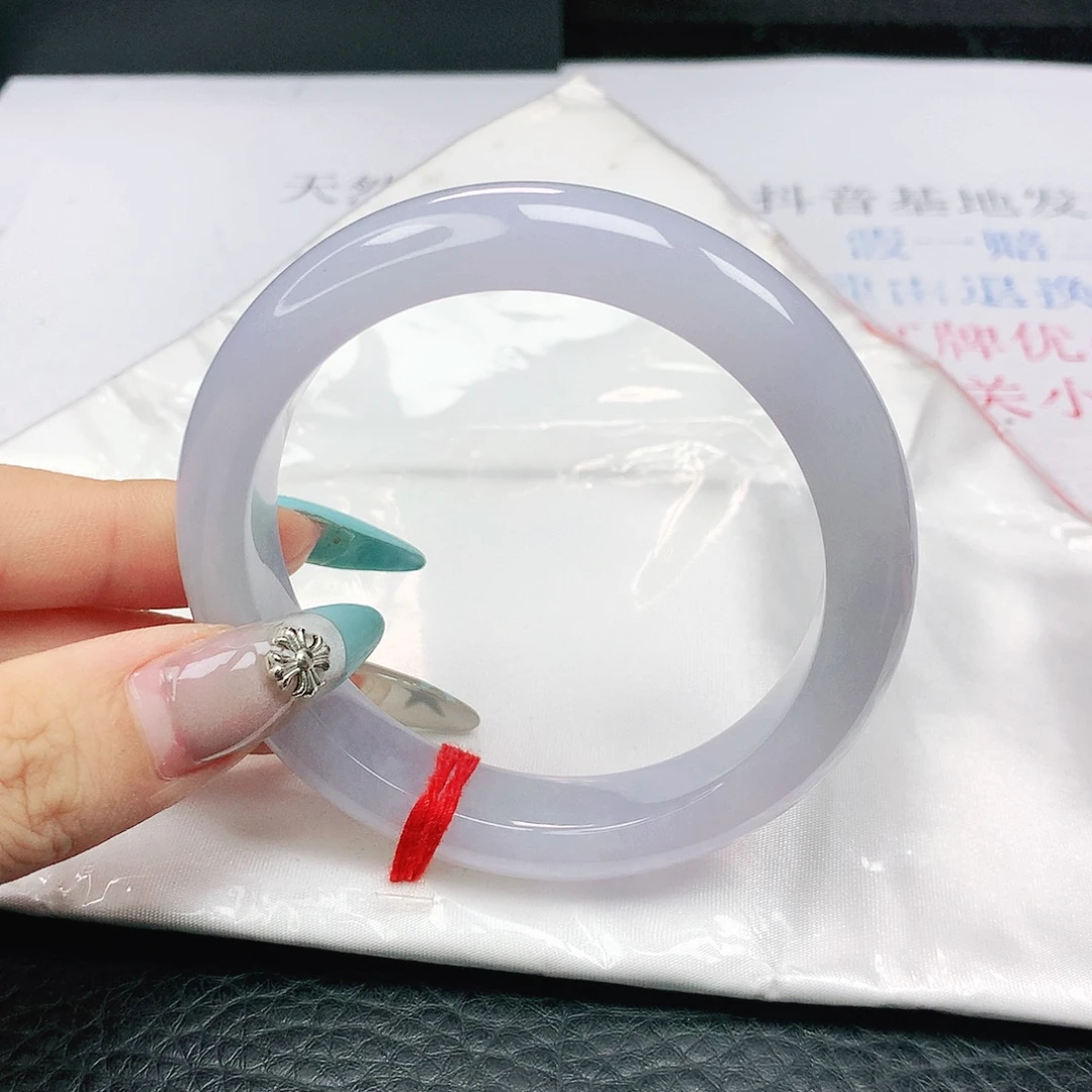 翡翠手镯未镶嵌翡翠56.8冰胶润冰紫正圈