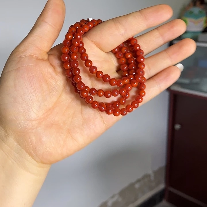 花***圆南红玛瑙未镶嵌手链