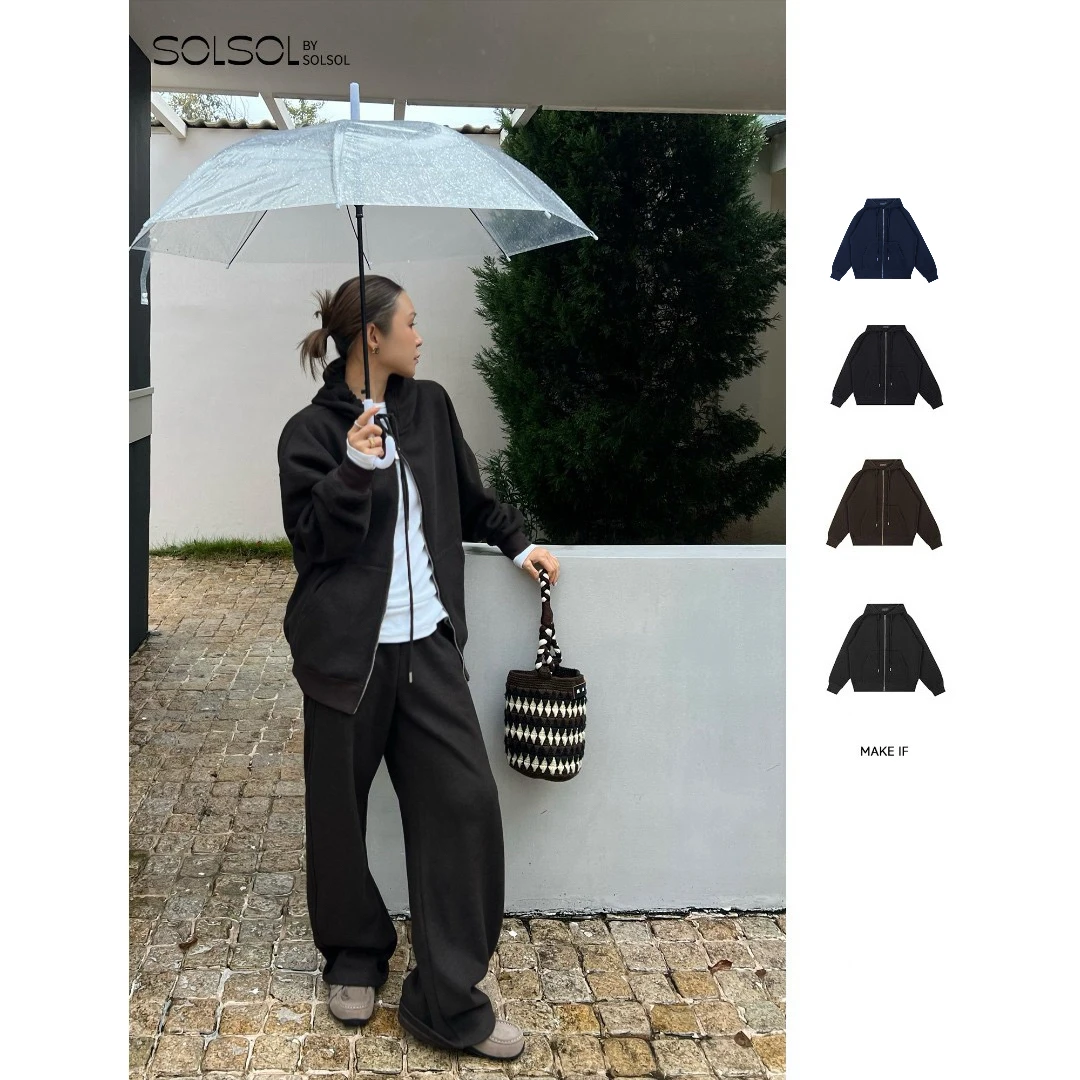 MAKE IF 设计师品牌25秋冬加绒连帽卫衣女SOLSOL买手店
