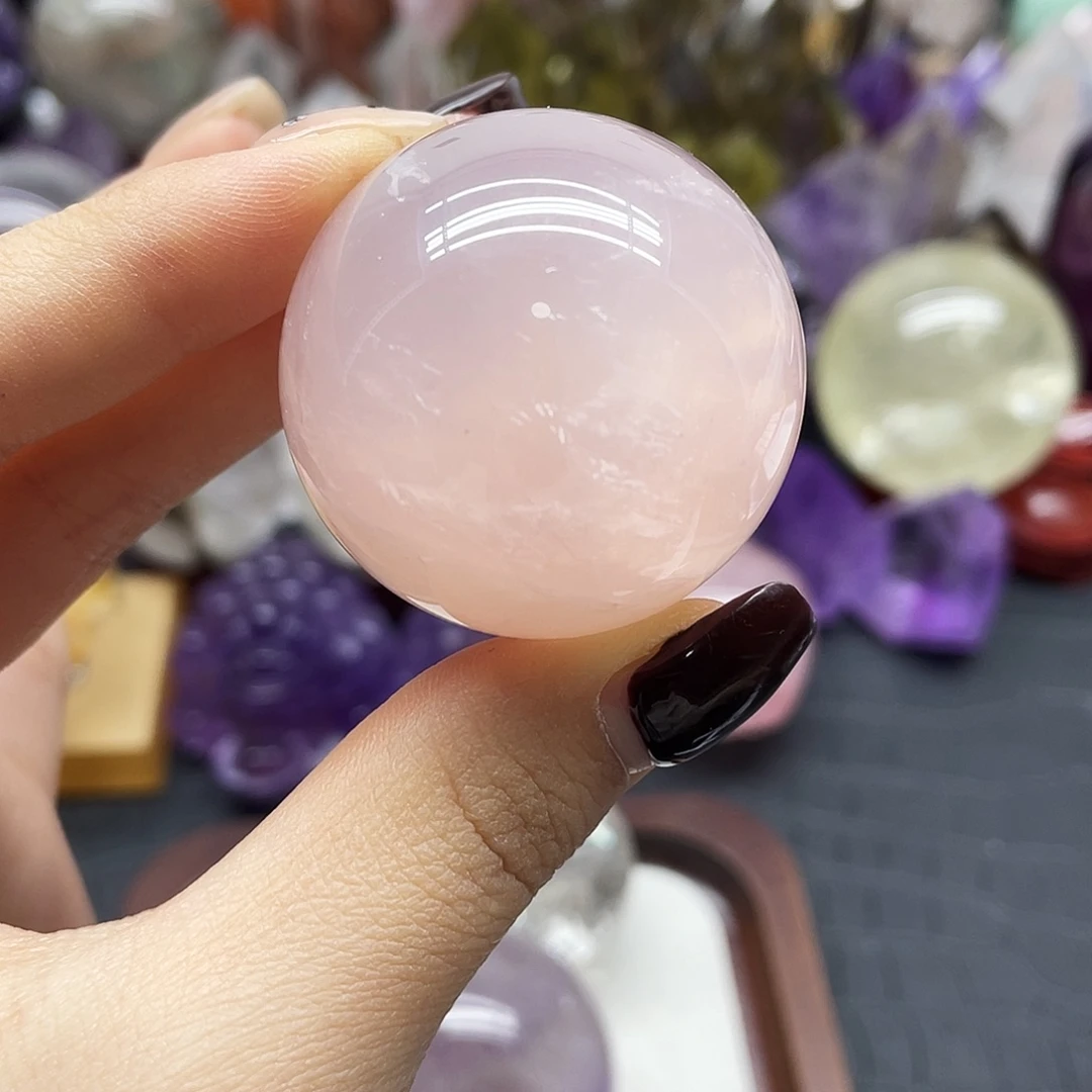 水晶珠宝半成品未镶嵌44粉晶29mm