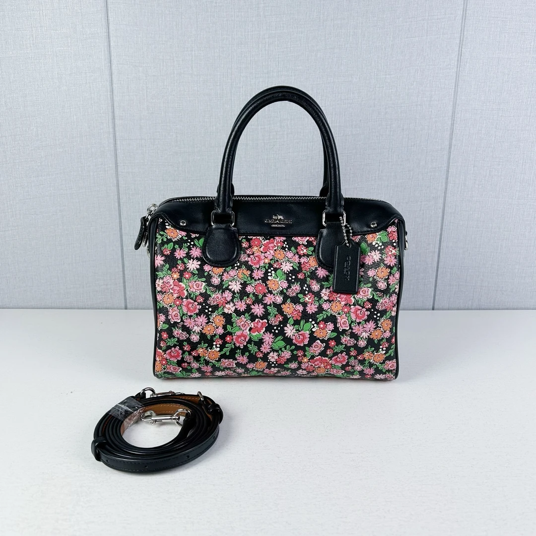 99新 COACH/蔻驰 蔻驰 coach 波士顿水桶包 花卉