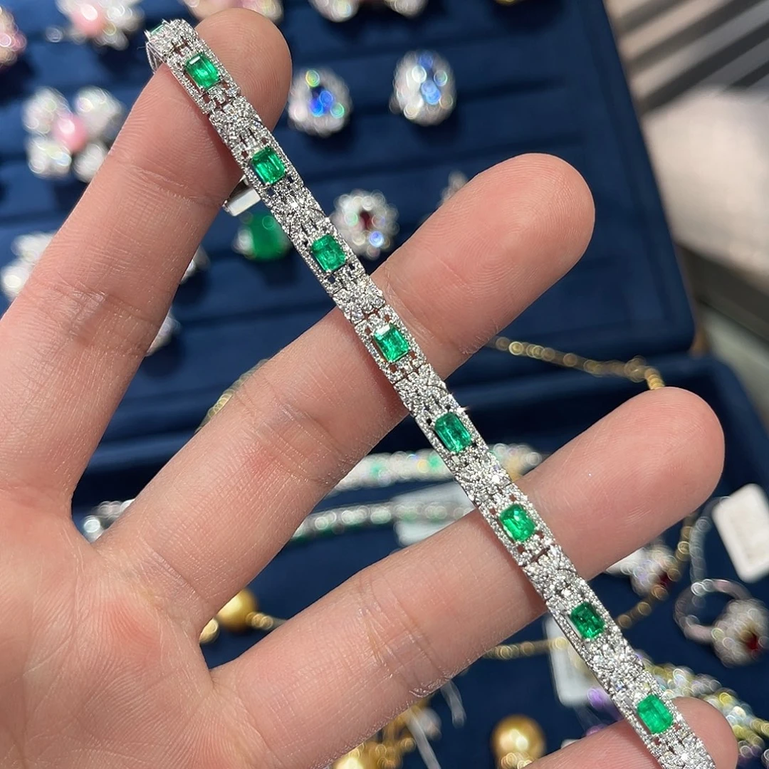 祖母绿手链18K金镶嵌e**a