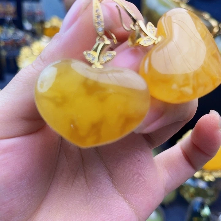 裸石琥珀银S925镶嵌