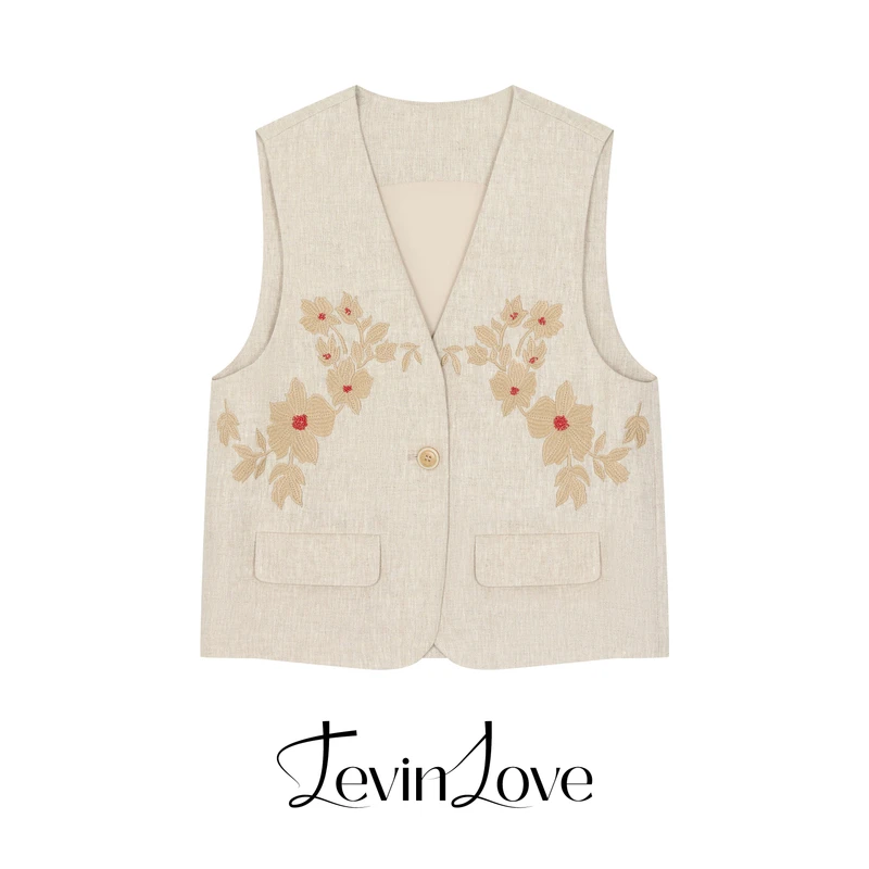 刺绣花朵马甲 LEVIN LOVE 设计师款L025SS0504