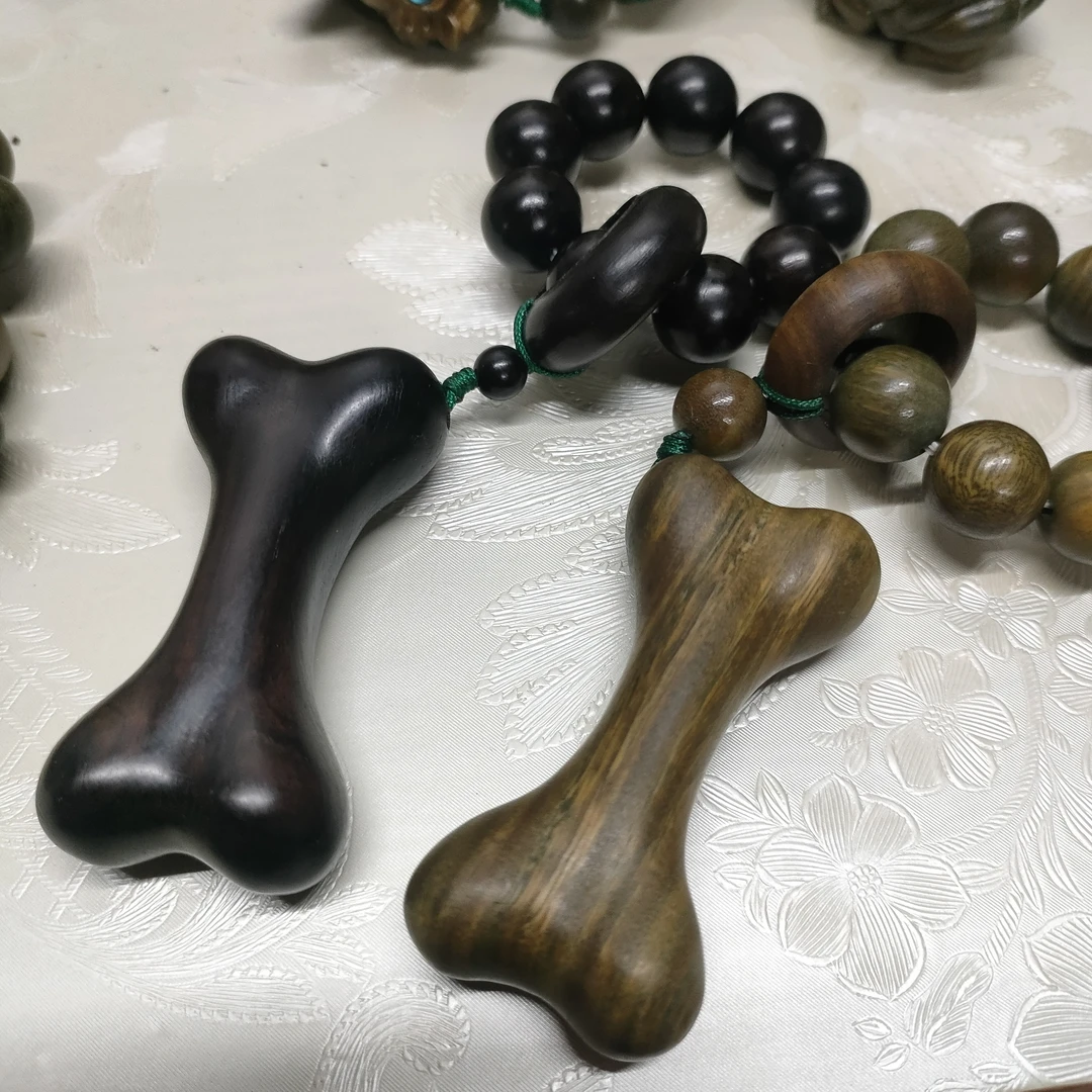 绿檀骨头小手捻12mm＊9 按摩 手把件 挂件