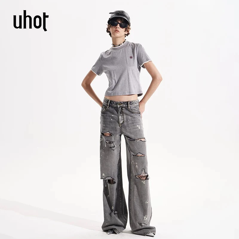 uhot/诱货灰色长裤