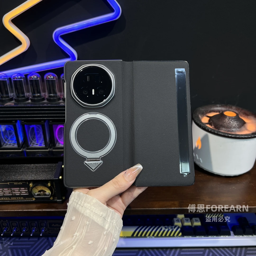 适用于荣耀magicv5手机壳折叠屏v5真皮支架磁吸保护套翻盖皮套