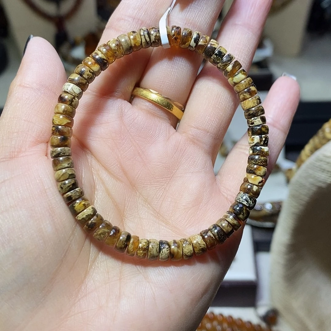 琥珀未镶嵌裸石精工直切白花珀6