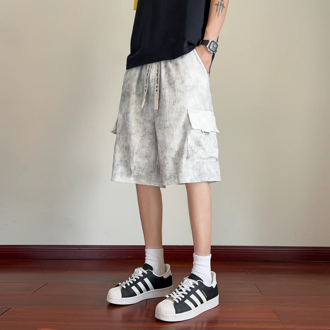 扎染工装短裤男款夏季爆款2025新款夏天冰丝休闲百搭男生五分裤子