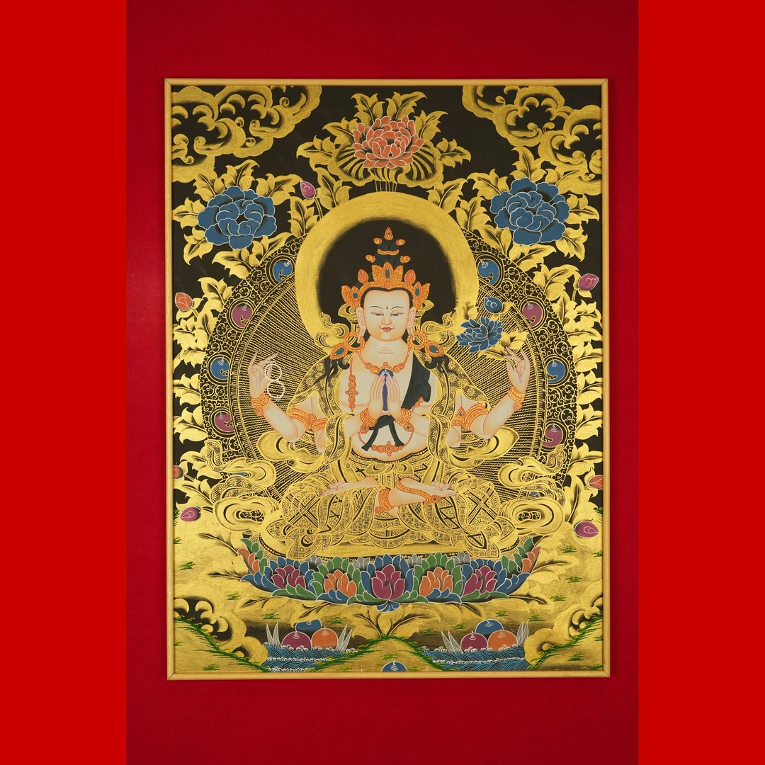 XMLY0023藏传艺术作品-黑金四臂