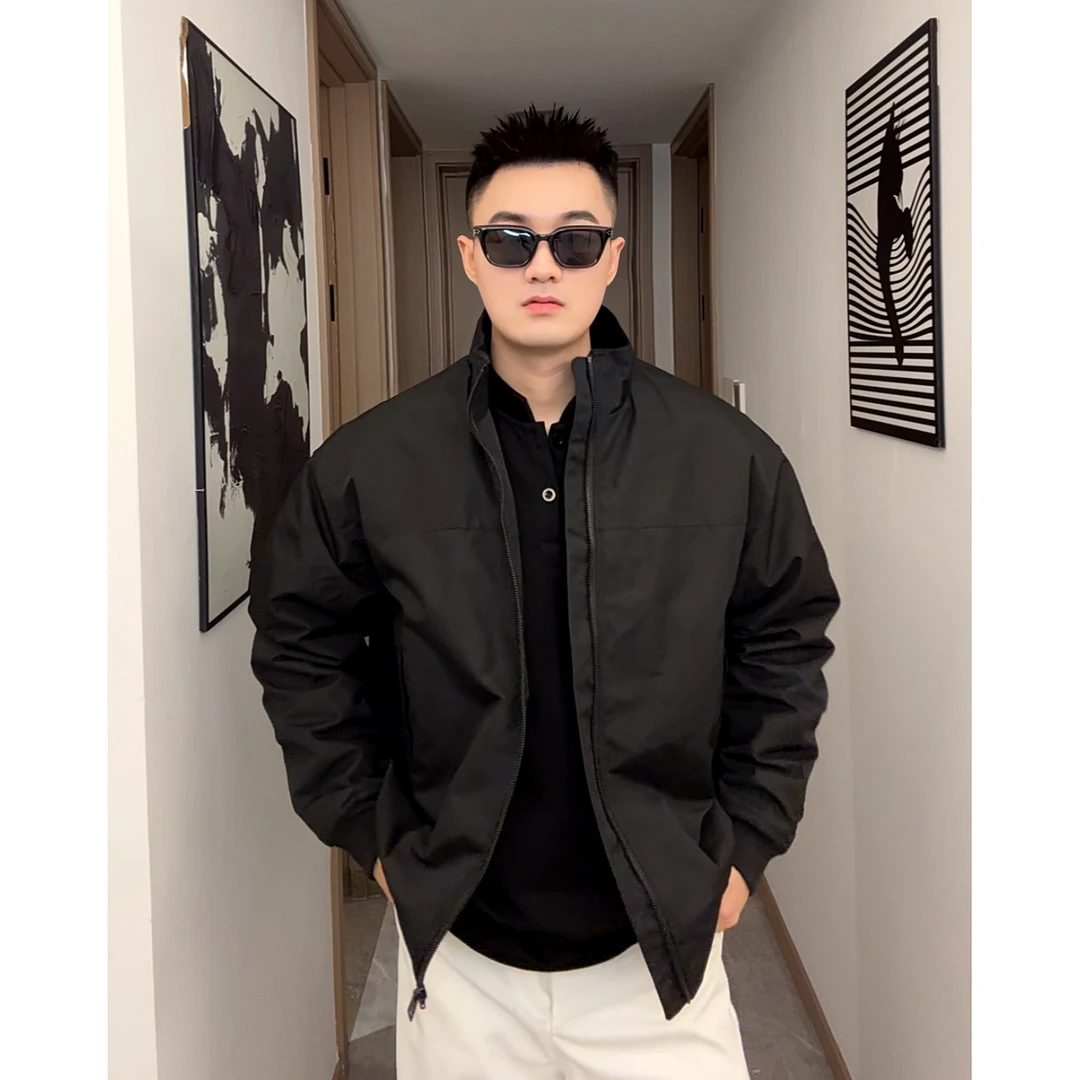 【棉服】秋冬三防教练棉服外套夹棉立领美式休闲褶皱袖男士纯色1